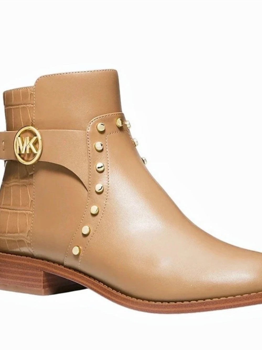 Michael Kors Farrah Flat Bootie Leather Ankle Boots Brown - Size 9